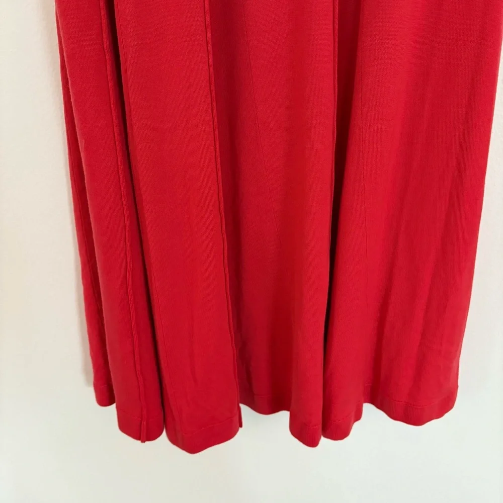 Lafayette 148 New York || Godet Knit Midi Skirt A-Line Wool Red Orange‎ M